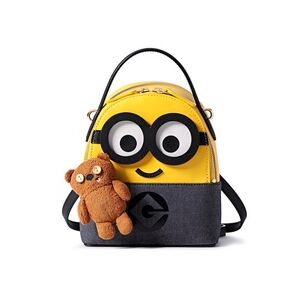 Yellow and Black Leather Backpack Purse Crossbody